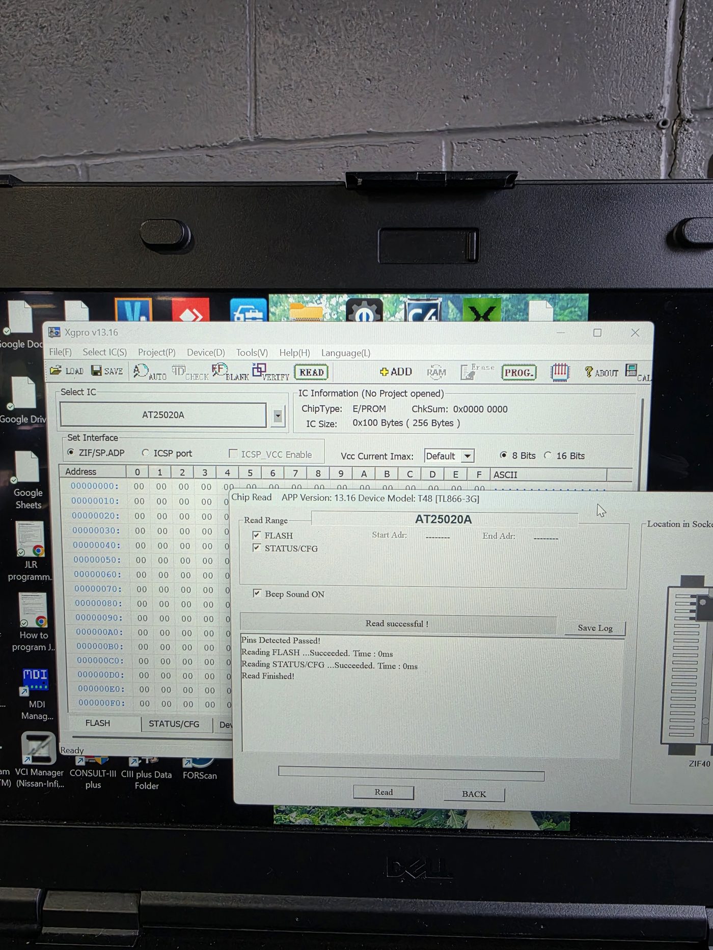 EEPROM chip being read and reprogrammed during control module programming